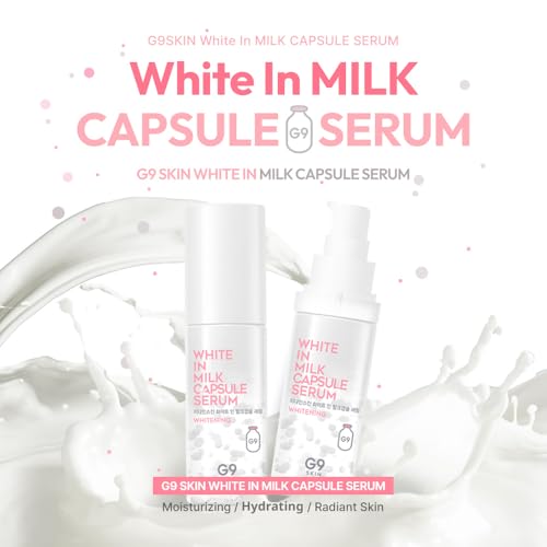 G9SKIN White In Milk Capsule Serum ? Hydrating Face Serum with Milk Protein and Niacinamide for Glowing Skin, 50ml / 1.69 Fl.Oz