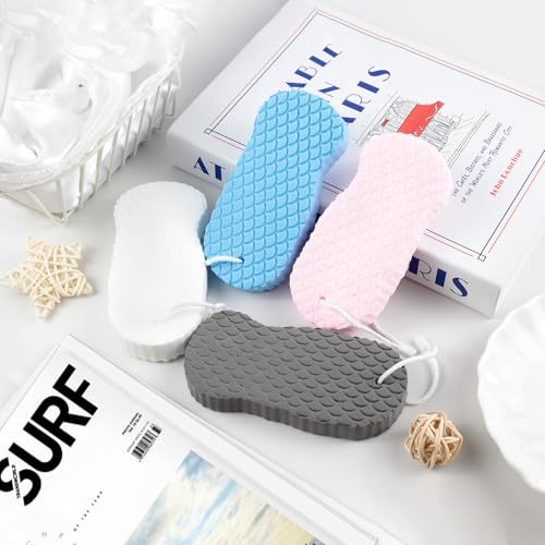 4-Pack Exfoliating Bath Sponges – Soft Shower Sponge Set