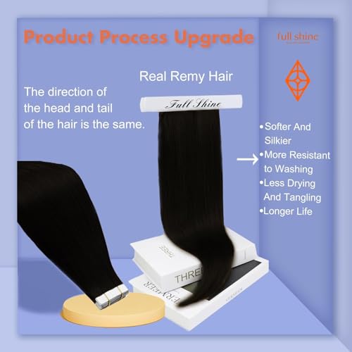 Full Shine Tape In Hair Extensions Human Hair 18 Inch 50G