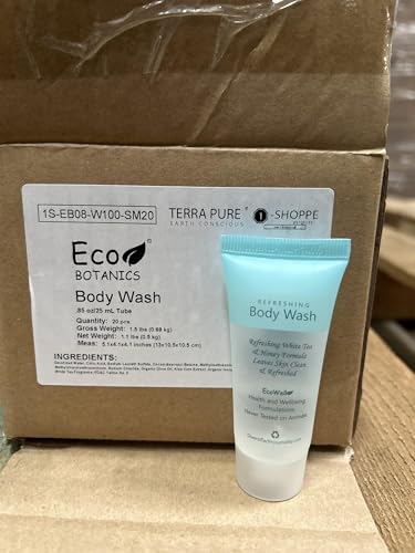 Eco Botanics Travel-Size Hotel Body Wash Soap, 0.85 oz. (Case of 20)