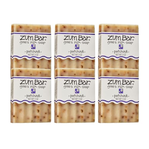 Zum Indigo Wild Goat's Milk Soap Bar - Bar Soap for Hands & Body Made with Essential Oils - 3 oz - Patchouli (6 Pack)