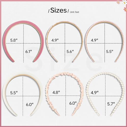 7pc Padded Floral Headbands for Women & Girls Set