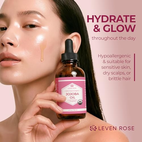 Leven Rose Organic Jojoba Oil 4 oz - Cold Pressed Skin Hair Nails Moisturizer