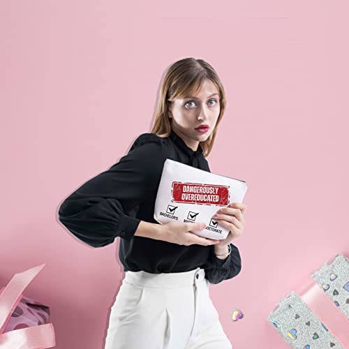 FOTAP PHD Gift Doctorate Makeup Bag Dangerously Overeducated Zipper Pouch Graduation Gift Bachelor Makeup Bag Master¡¯s Gift Doctoral Student Gift (Dangerously)