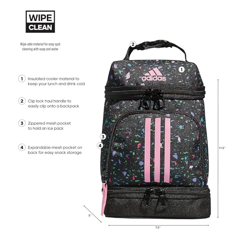 adidas Excel 2 Insulated Lunch Bag, Speckle Black/Bliss Pink, One Size