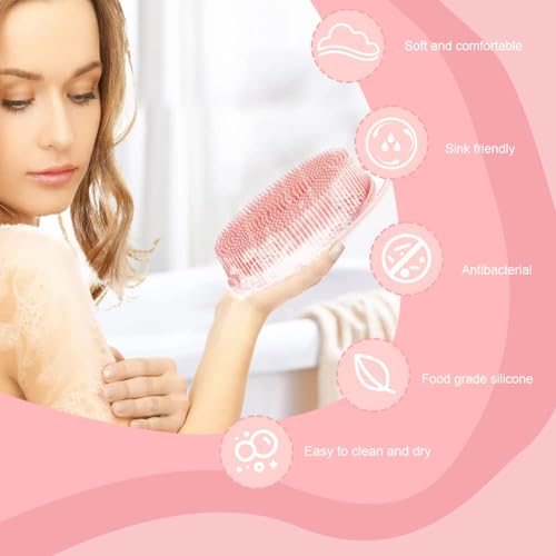 Silicone Body Scrubber 2-Pack with Double-Sided Brush for Sensitive Skin