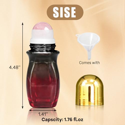 50ml Rose Quartz Roller Bottle for Essential Oils & Perfume
