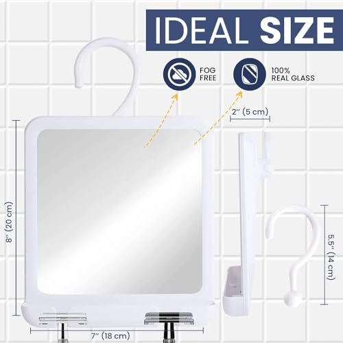 Fogless Shower Mirror with Razor Holder – 8" Real Glass