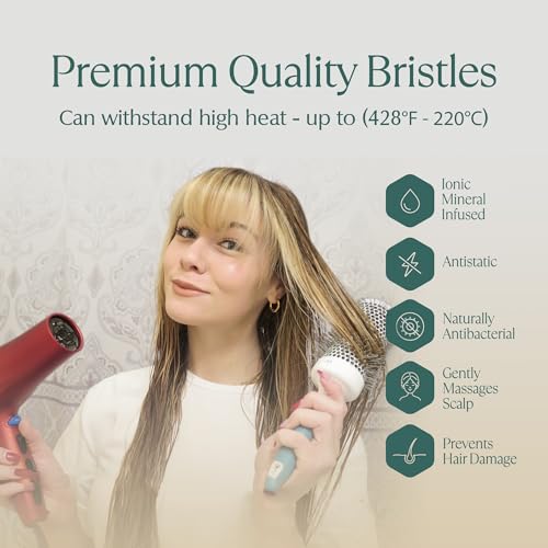 Osensia 2 Inch Ceramic Ion Round Hair Brush for Blow Drying, Volume & Sleek Styling