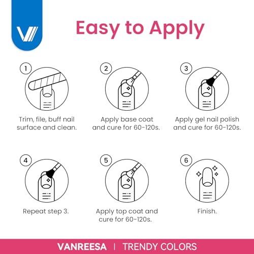 VANREESA 24 Pcs Gel Nail Polish Set - 21 Colors with Base & Top Coats