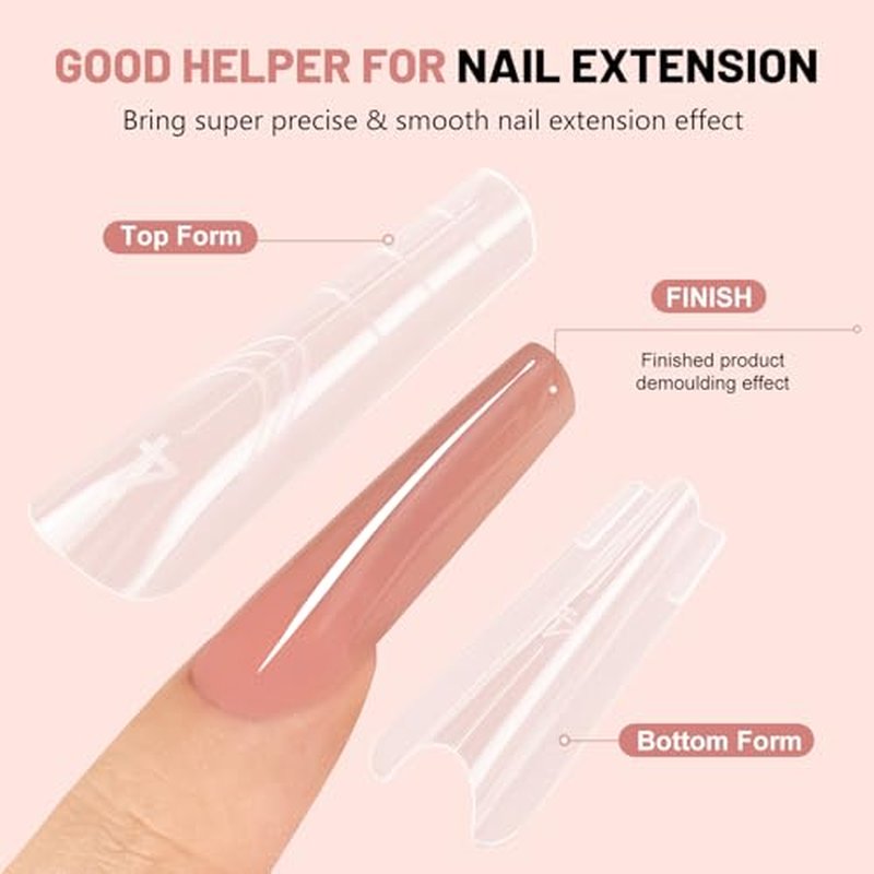 280 PCS Sandwich Nail Forms - 14 Sizes Dual Coffin Nails Extension Molds