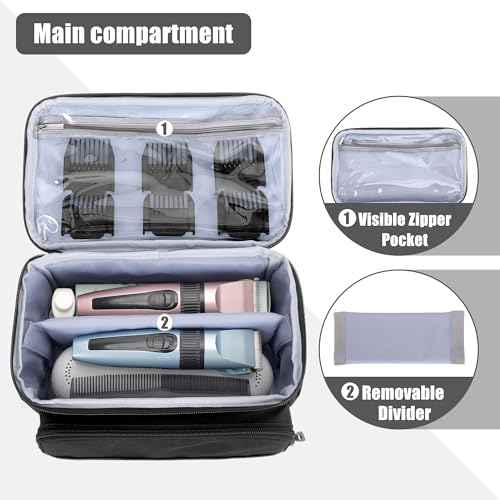 CURMIO Barber Bag for Hair Clippers, Men Trimmer Travel Case Compatible with Andis/Hatteker/Oster Hair Clipper and Hair Cutting Tools, Bag Only