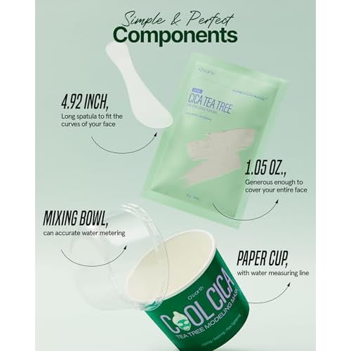 O¡¯earth Cool Cica Tea Tree Modeling Mask- Rapid Cooling & Pore Tightening Korean DIY Home Spa Mask - Easy to Use - Hydrating & Deep Pore Cleansing, Pack of 3, 1.01oz.