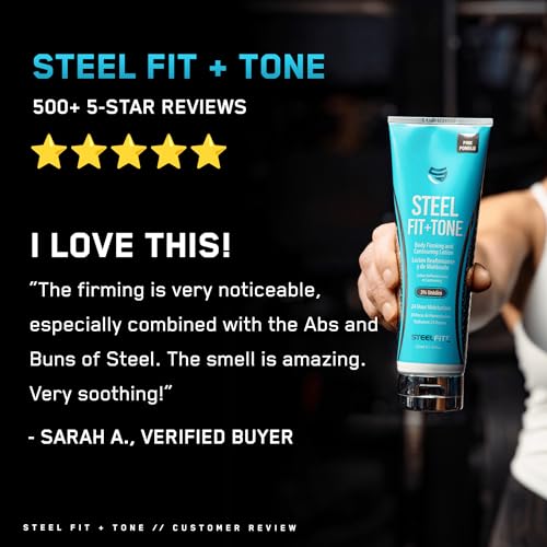 SteelFit Steel Fit + Tone | Skin Tightening Cream for Body | 30-45 Days of Supply | 24-Hour Skin Firming Body Lotion, Belly Firming and Tightening Cream | Milk & Honey