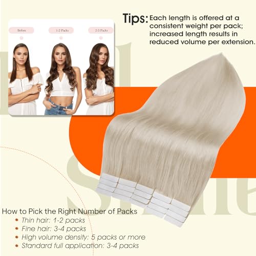 Full Shine Tape In Hair Extensions 10" Platinum Blonde 30G