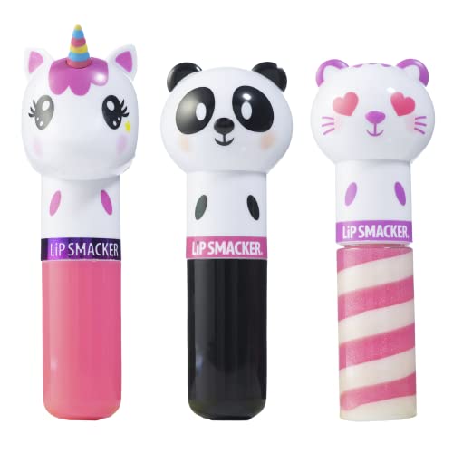 Lip Smacker Lippy Pals, Set of 3 Flavored Moisturizing & Smoothing Soft Shine Lip Balm, Hydrating & Protecting Fun Tasty Flavors ,Cruelty-Free & Vegan - Unicorn, Bunny, Llama