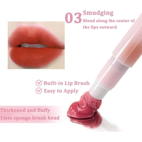 6-Piece Red Matte Lipstick Set with Sponge Brush Tips