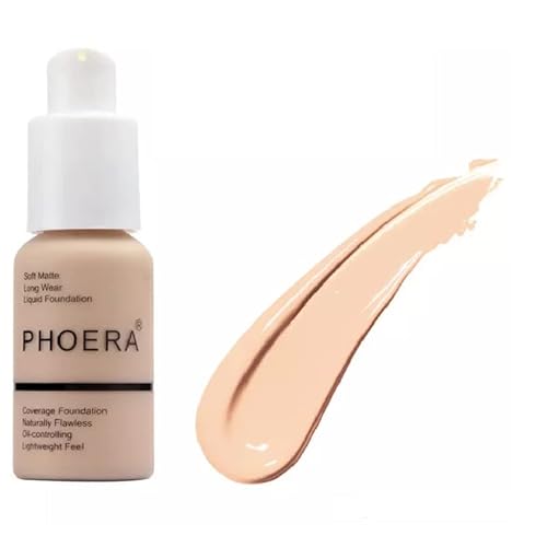 Phoera¢ç Full Coverage Foundation Soft Matte Oil Control Concealer 30ml Flawless Cream Smooth Long Lasting¡¦ (102 NUDE..)