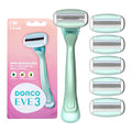 Dorco EVE3 Razor Smooth Touch¢â for Women, Includes 1 Razor Handle and 6 Long-Lasting Razor Blade Refills (Handle + 6 Refills)