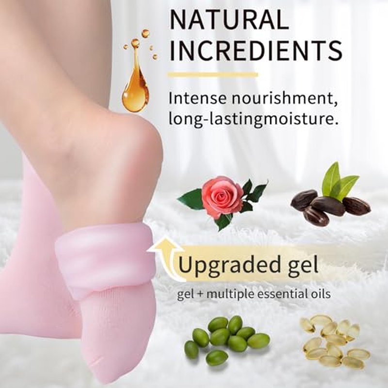 Moisturizing Gel Socks for Soft, Cracked Feet - Reusable Foot Care