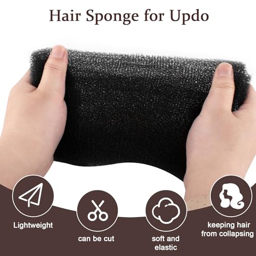 Hair Volume Bumps Set with 105pc Clips & Comb - Black