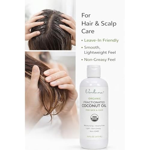 Verdana Organic Fractionated Coconut Oil for Skin & Hair ? Lightweight, Fast Absorbing Carrier Oil for Essential Oils, Body & Scalp Care ? USDA Organic, Unscented