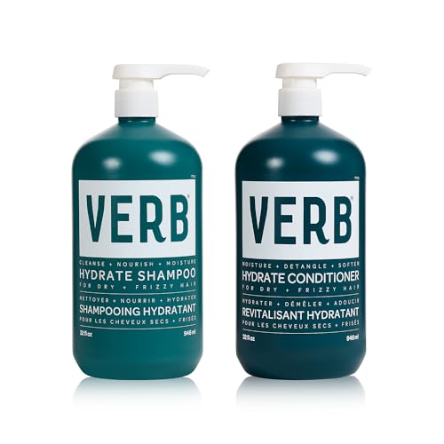 VERB Hydrate Shampoo + Conditioner Duo - Cleanses + Nourishes Dry + Frizzy Hair to Smooth + Reduce Frizz - Amber + Warm Jasmine Scent