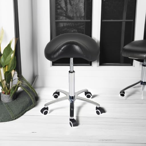 Antlu Saddle Stool Rolling Chair with Wheels - Adjustable Height