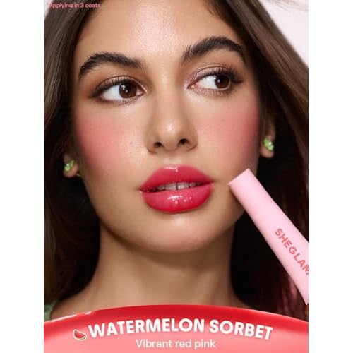 SHEGLAM Crystal Glaze Moisturizing Lip Gloss Hydrating Jelly Long Lasting Waterproof Plumping Lip Gloss-Watermelon Sorbet
