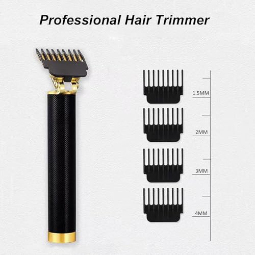 Professional Cordless Hair Clipper and Trimmer for Men, T Blade Zero Gapped Rechargeable Beard Shaver, Hair Cutting Kit With Ear Spoon Tool Set, Black