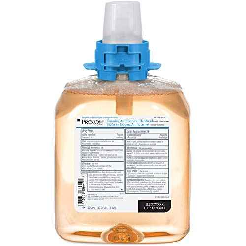 PROVON Foaming Antimicrobial Handwash with Moisturizers, Light Fruit Fragrance, 1250 mL Hand Soap Refill for PROVON FMX-12 Push-Style Dispenser (Pack of 4) - 5186-04