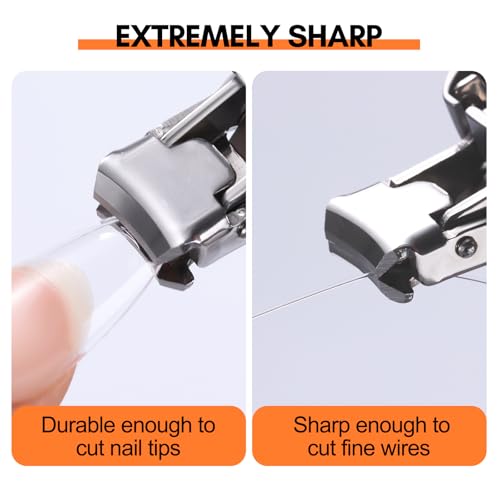 Makartt Nail Clipper Foldable Nail Cutter Black Nail Clippers Mini Fingernail Clipper with Keyring Stainless Steel Portable Nail Trimmer Manicure Tools for Salon Home Travel Nail kit