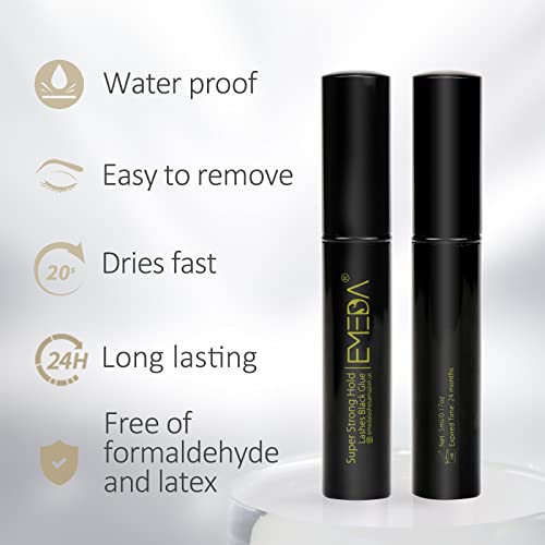 EMEDA Latex-Free Black Eyelash Glue - Waterproof 24H Hold
