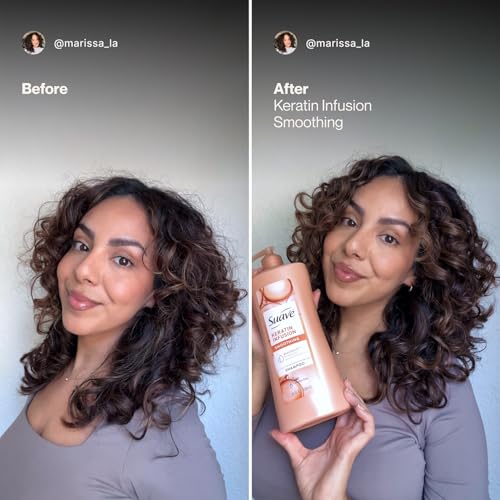 Suave Keratin Infusion Smoothing Conditioner 2-Size Bundle, Gentle Everyday Moisture for Smooth, Manageable Hair, 48H Frizz Control