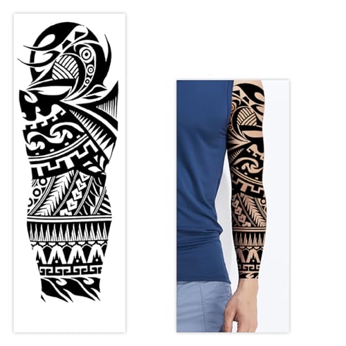 Tribal Totem Temporary Sleeve Tattoos - 4 Sheets, Waterproof