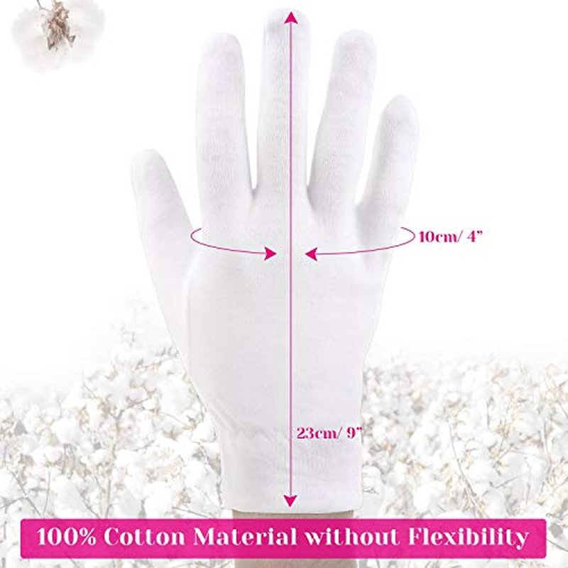 100% Cotton Gloves for Dry Hands & Eczema - 10 Pairs