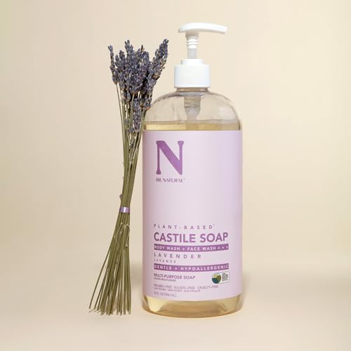 Dr. Natural Castile Liquid Soap - Multi-Use Body Wash, Shampoo and Face Wash - Hydrating Body Soap for Skin, Hair, Pets and Home - Lavender - 32 oz