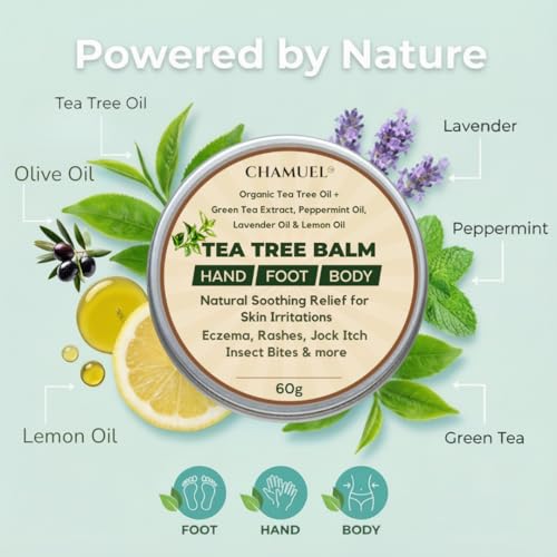 Chamuel Tea Tree Oil Balm - Natural Moisturizing Cream for Dry Skin, 2-Pack
