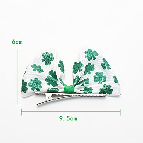 St. Patrick Bow Hair Clips Hairpin Grosgrain Ribbon Bows Holiday Barrettes JHSP07 (2 Pcs-Set A)