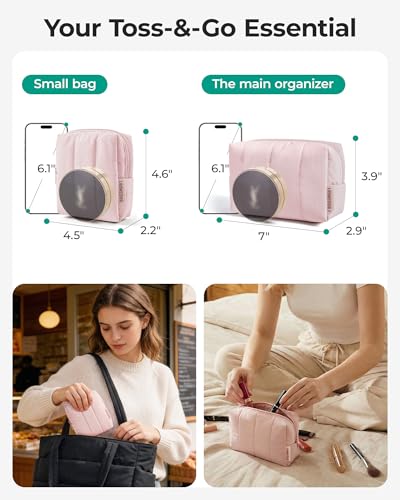 BAGSMART Makeup Bag Duo Set - Padded Travel Cosmetic Organizer