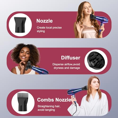 CONFU Professional Ionic Hair Dryer - 1875W Fast Drying with Diffuser