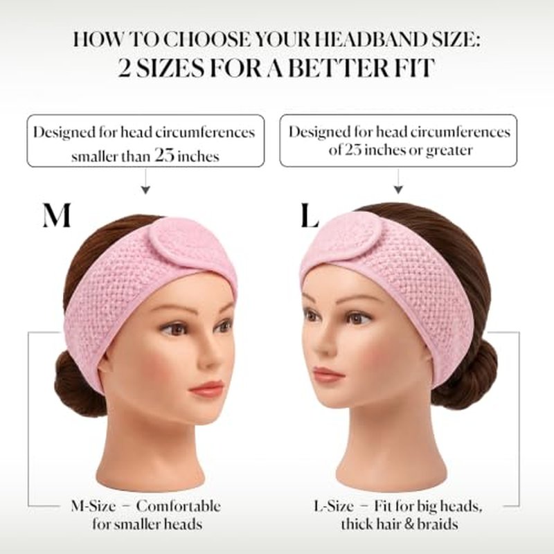 4-Pack Spa Headband with Adjustable Magic Tape, Terry Cloth