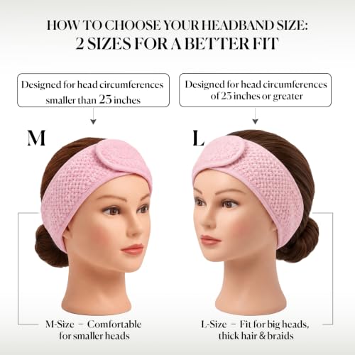 Adjustable Terry Cloth Spa Headbands for Women - 4 Pack