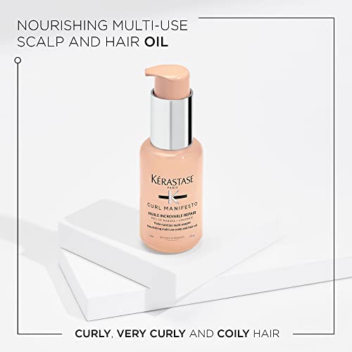 K?RASTASE Curl Manifesto Sublime Repair Hair & Scalp Oil, Soothes & Strengthens Hair, Soothes Dry Scalp, Anti-Frizz for All Wavy, Curly, Very Curly & Coily Hair, 1.7 Fl Oz