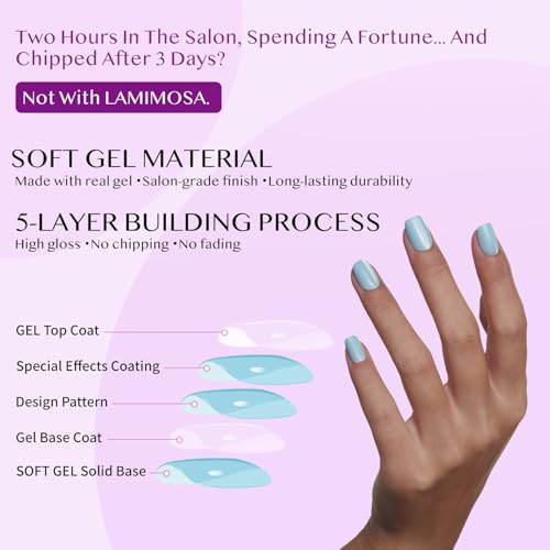 LAMIMOSA Glazed Dream Short Almond Press-On Nails 32Pcs Nude Gel Finish