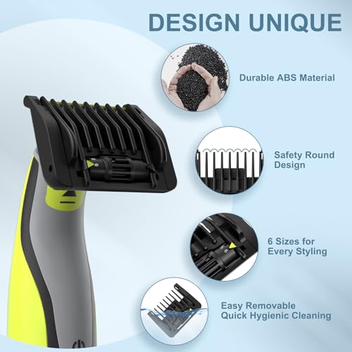 6-in-1 Adjustable Beard & Hair Trimmer Guard Set for QP Series, Skin-Friendly, Easy Snap-On