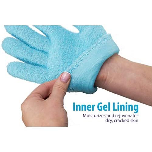 NatraCure Moisturizing Gel Gloves and Socks Gift Set (Color: Aqua) with NatraCure Foot Cream and Lotion Bundle