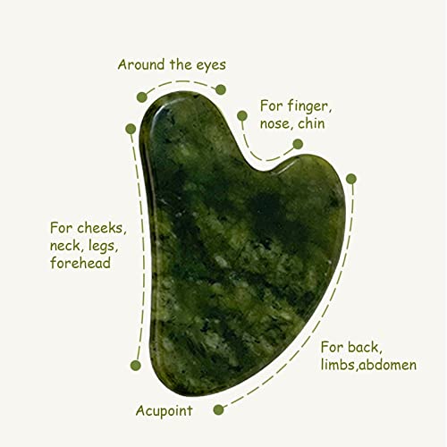 OXT Gua Sha Facial Tool - Natural Jade Stone, Dark Green