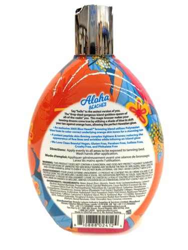 Aloha Beaches 300X Blue Hawaii Bronzer Tanning Lotion 13.5 oz