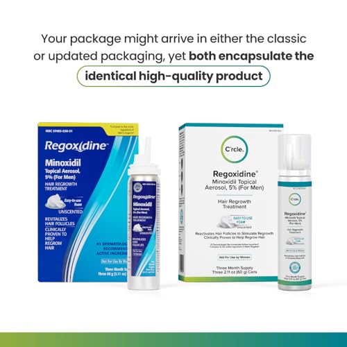 Regoxidine Men's 5% Minoxidil Foam & Topical - Helps Restore Vertex Hair Loss & Thinning Hair - Extra Strength Supports Hair Regrowth in Unscented Topical Aerosol Treatment (Foam, 3 Month's Supply)…